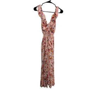 Jaase Ruffled Sleeves Open Back Floral Maxi Dress Small Flowy Boho Romantic